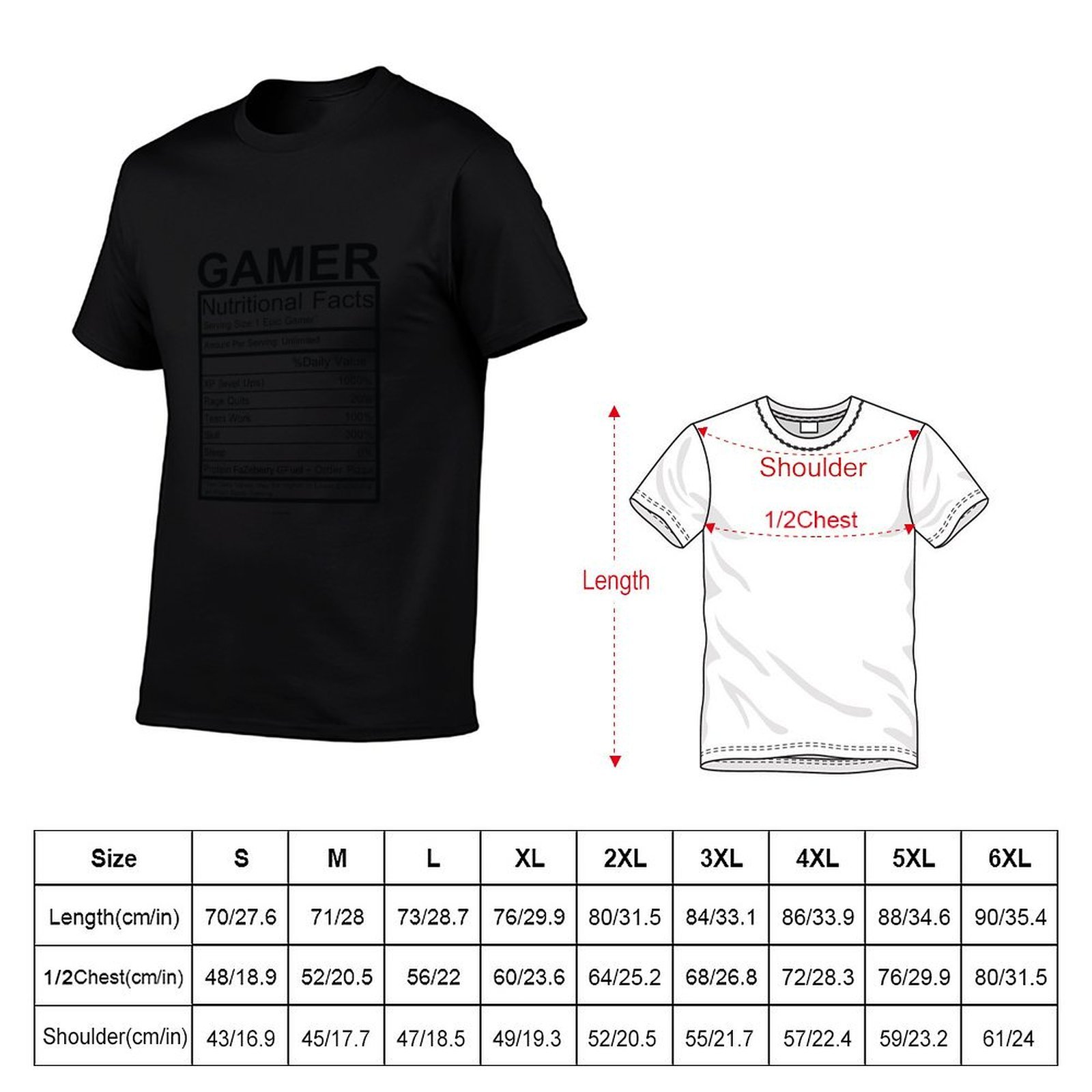 T-shirt Gamer avec tableau des - Nutrition In Fitness avis et prix